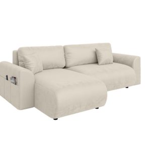 Ropez Lorine narożnik z funkcją uniwersalny welur beżowy 266075