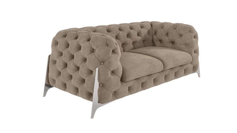 Ropez Miami sofa 2 pikowana wysokie nóżki welur beżowy 266057