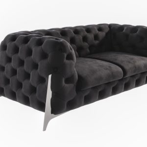 Ropez Miami sofa 2 pikowana wysokie nóżki welur czarny 266062