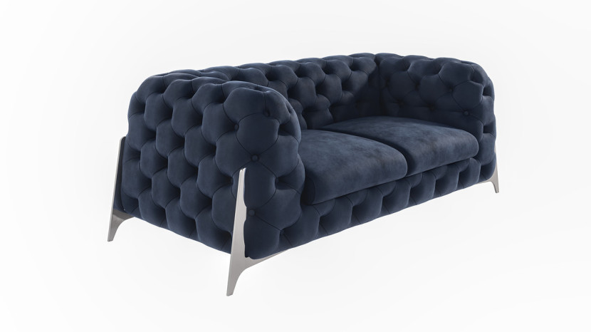 Ropez Miami sofa 2 pikowana wysokie nóżki welur granatowy 266046