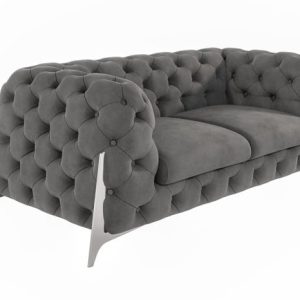 Ropez Miami sofa 2 pikowana wysokie nóżki welur szary 266030