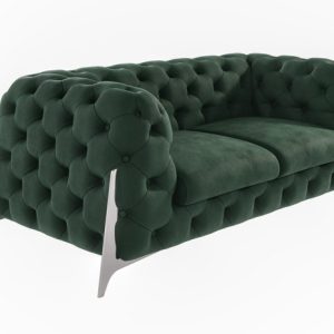 Ropez Miami sofa 2 pikowana wysokie nóżki welur zielony 266053