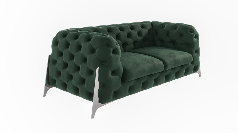 Ropez Miami sofa 2 pikowana wysokie nóżki welur zielony 266053