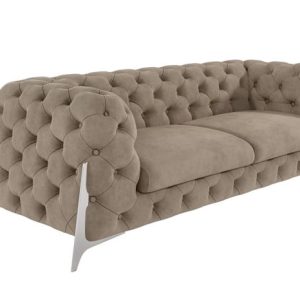 Ropez Miami sofa 3 pikowana wysokie nóżki welur beżowy 266045