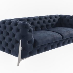 Ropez Miami sofa 3 pikowana wysokie nóżki welur granatowy 266060 Ropez Miami sofa 3 pikowana wysokie nóżki welur granatowy 266060
