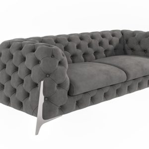 Ropez Miami sofa 3 pikowana wysokie nóżki welur szary 266056 Ropez Miami sofa 3 pikowana wysokie nóżki welur szary 266056