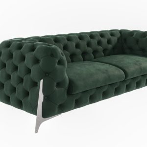Ropez Miami sofa 3 pikowana wysokie nóżki welur zielony 266061 Ropez Miami sofa 3 pikowana wysokie nóżki welur zielony 266061