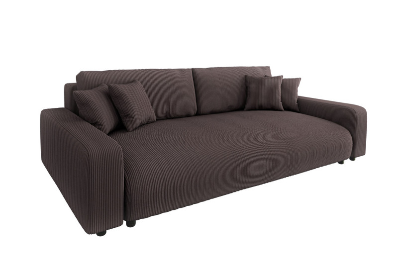 Ropez Sara duża sofa z funkcją spania i pojemnikiem sztruks brązowy 691618