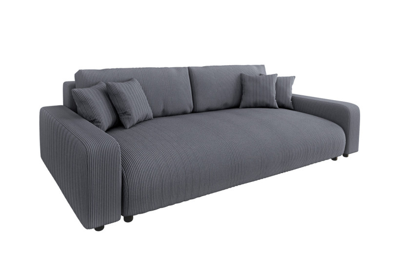 Ropez Sara duża sofa z funkcją spania i pojemnikiem sztruks grafitowy 691623