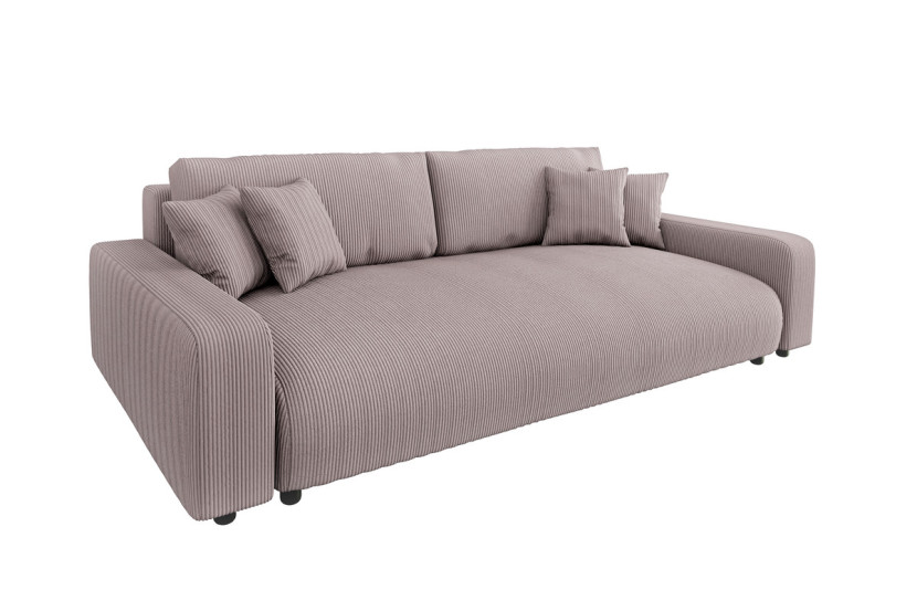 Ropez Sara duża sofa z funkcją spania i pojemnikiem sztruks różowy 691663
