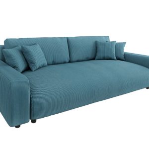 Ropez Sara duża sofa z funkcją spania i pojemnikiem sztruks turkusowy 691661