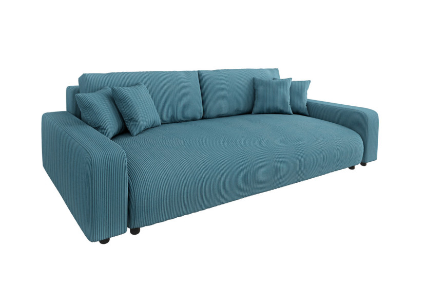 Ropez Sara duża sofa z funkcją spania i pojemnikiem sztruks turkusowy 691661