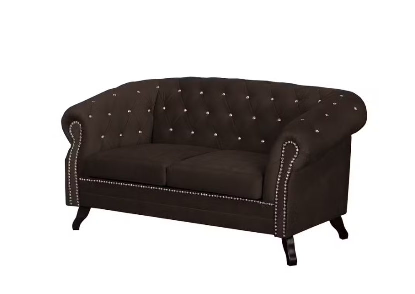 Ropez Sofa 2 Pikowana Glasgow kryształki welur ciemny brąz 249524
