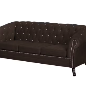 Ropez Sofa 3 Pikowana Glasgow kryształki welur ciemny brąz 249521 Ropez Sofa 3 Pikowana Glasgow kryształki welur ciemny brąz 249521