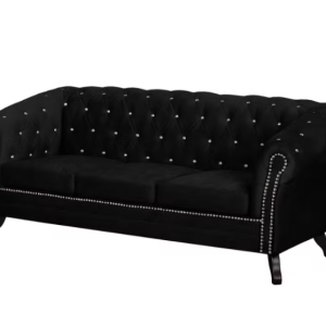 Ropez Sofa 3 Pikowana Glasgow kryształki welur czarny 249522 Ropez Sofa 3 Pikowana Glasgow kryształki welur czarny 249522