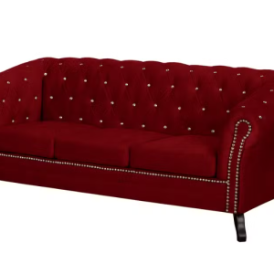 Ropez Sofa 3 Pikowana Glasgow kryształki welur czerwony 249519 Ropez Sofa 3 Pikowana Glasgow kryształki welur czerwony 249519