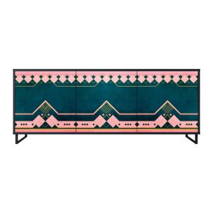 ROYAL COMPOSITION Komoda 3 drzwi Czarna-Metalowa ramka czarna 441916 ROYAL COMPOSITION Komoda 3 drzwi Czarna-Metalowa ramka czarna 441916