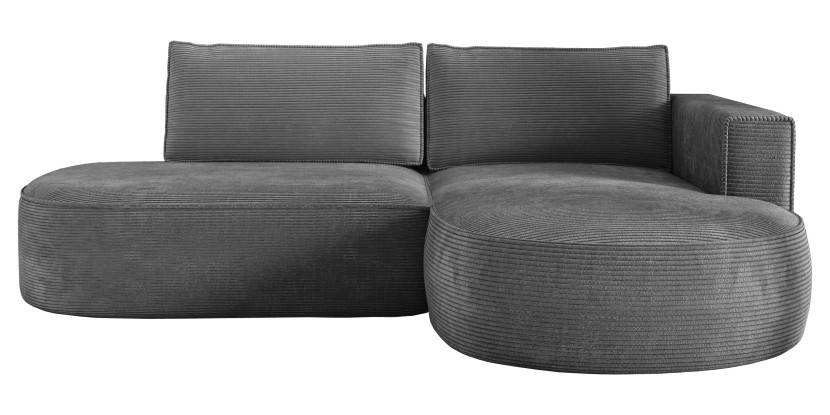 Rozkładana kanapa narożna na sprężynach PIANO szary sztruks prawa 649790