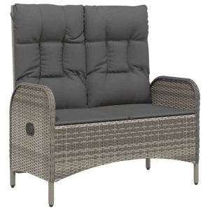 Rozkładana ławka ogrodowa, poduszki, 107 cm, rattan PE, szara 560996 Rozkładana ławka ogrodowa, poduszki, 107 cm, rattan PE, szara 560996
