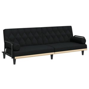 Rozkładana sofa Czarny Tkanina vidaXL 471223 Rozkładana sofa Czarny Tkanina vidaXL 471223