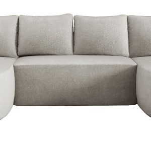 Rozkładana sofa narożna z funkcją spania PIERO XL U-kształtna beżowa boucla 753332 Rozkładana sofa narożna z funkcją spania PIERO XL U-kształtna beżowa boucla 753332