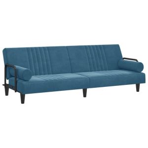 Rozkładana sofa Niebieski Aksamit vidaXL 471256 Rozkładana sofa Niebieski Aksamit vidaXL 471256
