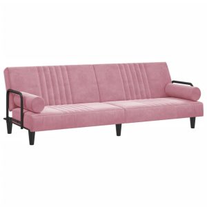 Rozkładana sofa Różowe Aksamit vidaXL 471205 Rozkładana sofa Różowe Aksamit vidaXL 471205