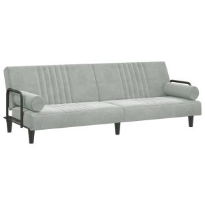 Rozkładana sofa Szary Aksamit vidaXL 471252 Rozkładana sofa Szary Aksamit vidaXL 471252