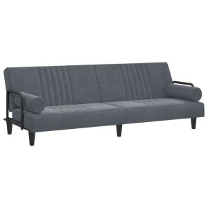 Rozkładana sofa Szary Aksamit vidaXL 471240 Rozkładana sofa Szary Aksamit vidaXL 471240