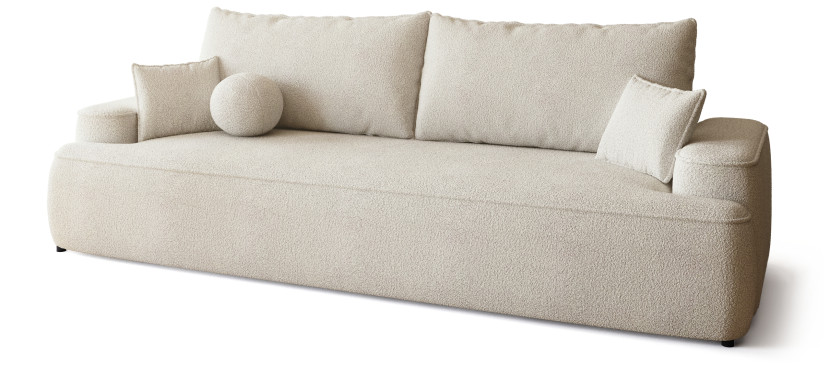 Rozkładana sofa z funkcją spania i pojemnikiem CARMELLO boucle 701850
