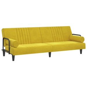 Rozkładana sofa Żółty Aksamit vidaXL 471238 Rozkładana sofa Żółty Aksamit vidaXL 471238