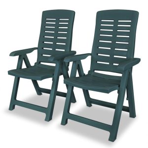 Rozkładane krzesła ogrodowe, 2 szt., plastikowe, zielone 668147 Rozkładane krzesła ogrodowe, 2 szt., plastikowe, zielone 668147