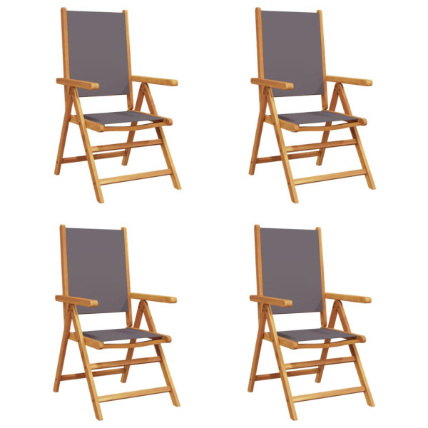 Rozkładane krzesła ogrodowe, 4 szt., antracyt, drewno i tkanina 668202