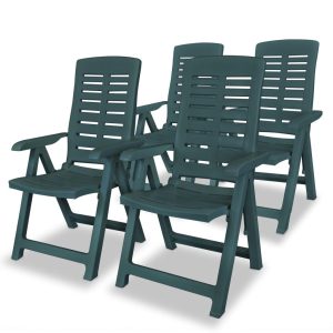 Rozkładane krzesła ogrodowe, 4 szt., plastikowe, zielone 668339 Rozkładane krzesła ogrodowe, 4 szt., plastikowe, zielone 668339