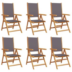 Rozkładane krzesła ogrodowe, 6 szt., antracyt, drewno i tkanina 668248 Rozkładane krzesła ogrodowe, 6 szt., antracyt, drewno i tkanina 668248