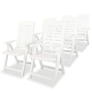Rozkładane krzesła ogrodowe, 6 szt., plastikowe, białe 668054 Rozkładane krzesła ogrodowe, 6 szt., plastikowe, białe 668054
