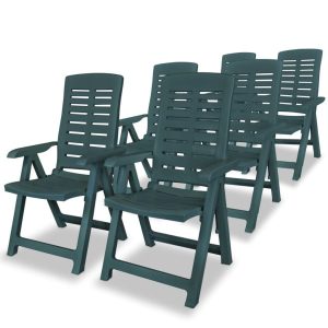 Rozkładane krzesła ogrodowe, 6 szt., plastikowe, zielone 668259 Rozkładane krzesła ogrodowe, 6 szt., plastikowe, zielone 668259