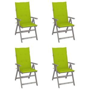 Rozkładane krzesła ogrodowe z poduszkami, 4 szt., lita akacja 668083 Rozkładane krzesła ogrodowe z poduszkami, 4 szt., lita akacja 668083