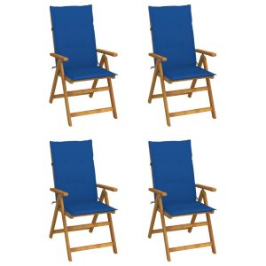 Rozkładane krzesła ogrodowe z poduszkami, 4 szt., lita akacja 562707 Rozkładane krzesła ogrodowe z poduszkami, 4 szt., lita akacja 562707