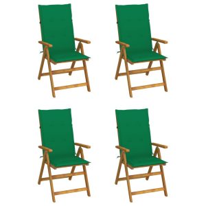 Rozkładane krzesła ogrodowe z poduszkami, 4 szt., lita akacja 562754 Rozkładane krzesła ogrodowe z poduszkami, 4 szt., lita akacja 562754