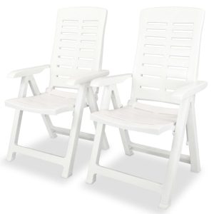 Rozkładane krzesło ogrodowe, 2 szt., plastikowe, białe 668048 Rozkładane krzesło ogrodowe, 2 szt., plastikowe, białe 668048