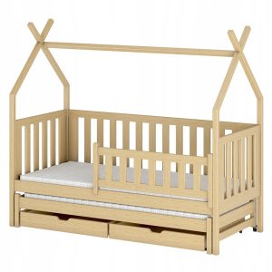 Rozkładane łóżko tipi ze stelażem flex i szufladami TYTUS 80×190 sosna 878904 Rozkładane łóżko tipi ze stelażem flex i szufladami TYTUS 80×190 sosna 878904