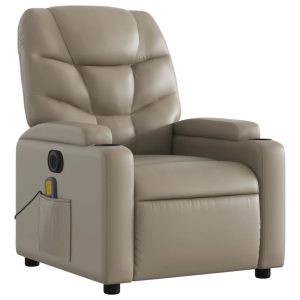 Rozkładany fotel masujący elektryczny cappuccino ekoskóra 791593 Rozkładany fotel masujący elektryczny cappuccino ekoskóra 791593