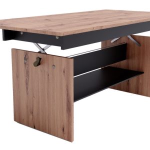 Rozkładany nowoczesny ławostół dąb artisan + czarny – Sarreon 334306 Rozkładany nowoczesny ławostół dąb artisan + czarny – Sarreon 334306