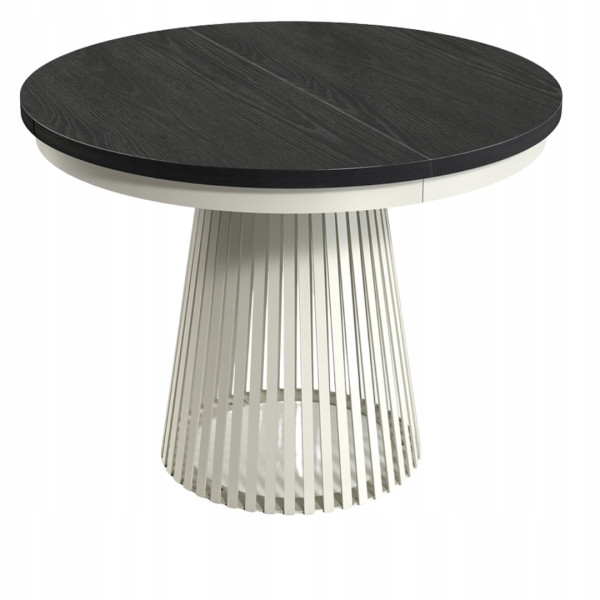 Rozkładany OKRĄGŁY Stół LAMELLA 100-140-180 cm Czarny Kaszmir metal nowocze 722861