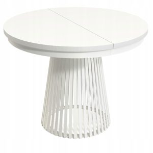 Rozkładany Okrągły Stół LAMELLA 100-180 Biały Blat Białe Nogi LOFT 722858 Rozkładany Okrągły Stół LAMELLA 100-180 Biały Blat Białe Nogi LOFT 722858