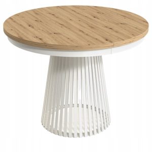 Rozkładany Okrągły Stół LAMELLA 100-180 Dąb Artisan Białe Nogi LOFT 722862 Rozkładany Okrągły Stół LAMELLA 100-180 Dąb Artisan Białe Nogi LOFT 722862