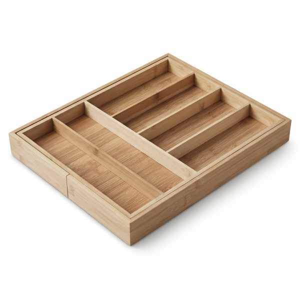 Rozkładany organizer na sztućce VARIO, 53 x 33-43 cm, bambus 1017285
