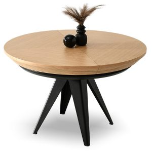 Rozkładany Stół Czarno-Dębowy 120-220Cm Skandynawski 517978 Rozkładany Stół Czarno-Dębowy 120-220Cm Skandynawski 517978