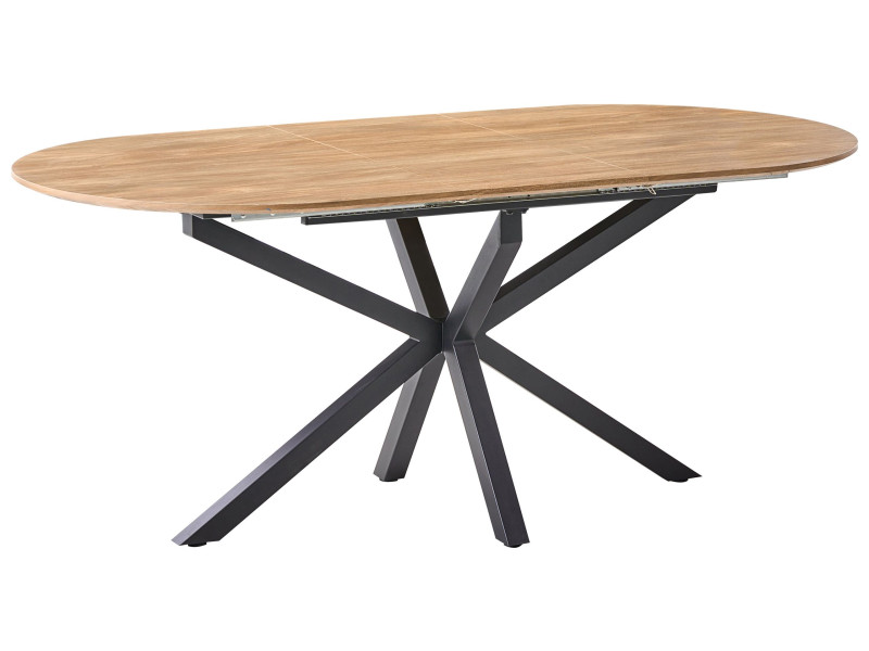 Rozkładany stół do jadalni 140/180 x 90 cm żelazne nogi blat MDF brązowy 825614